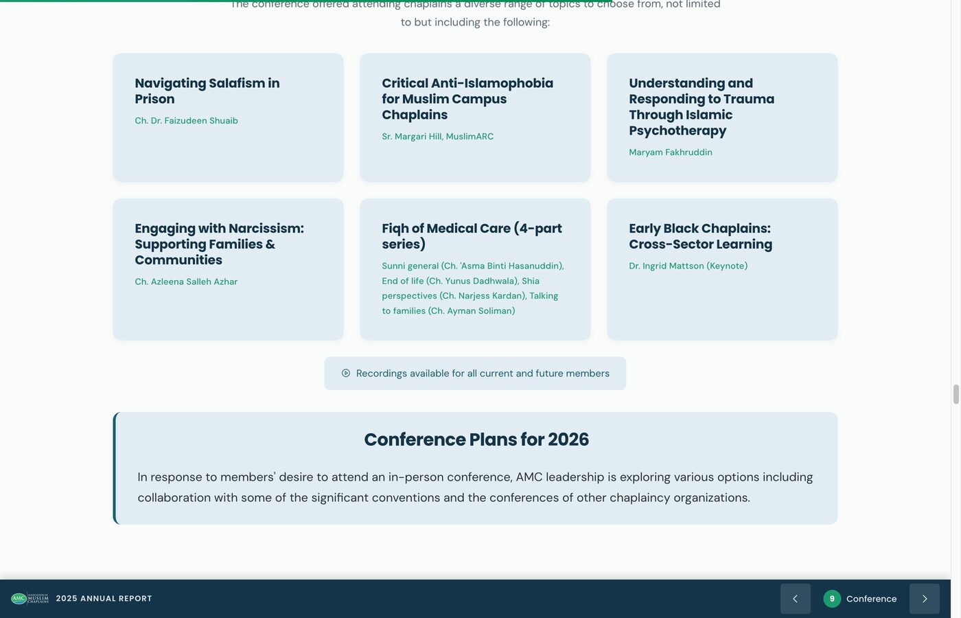 Conference session topics and 2026 conference plans