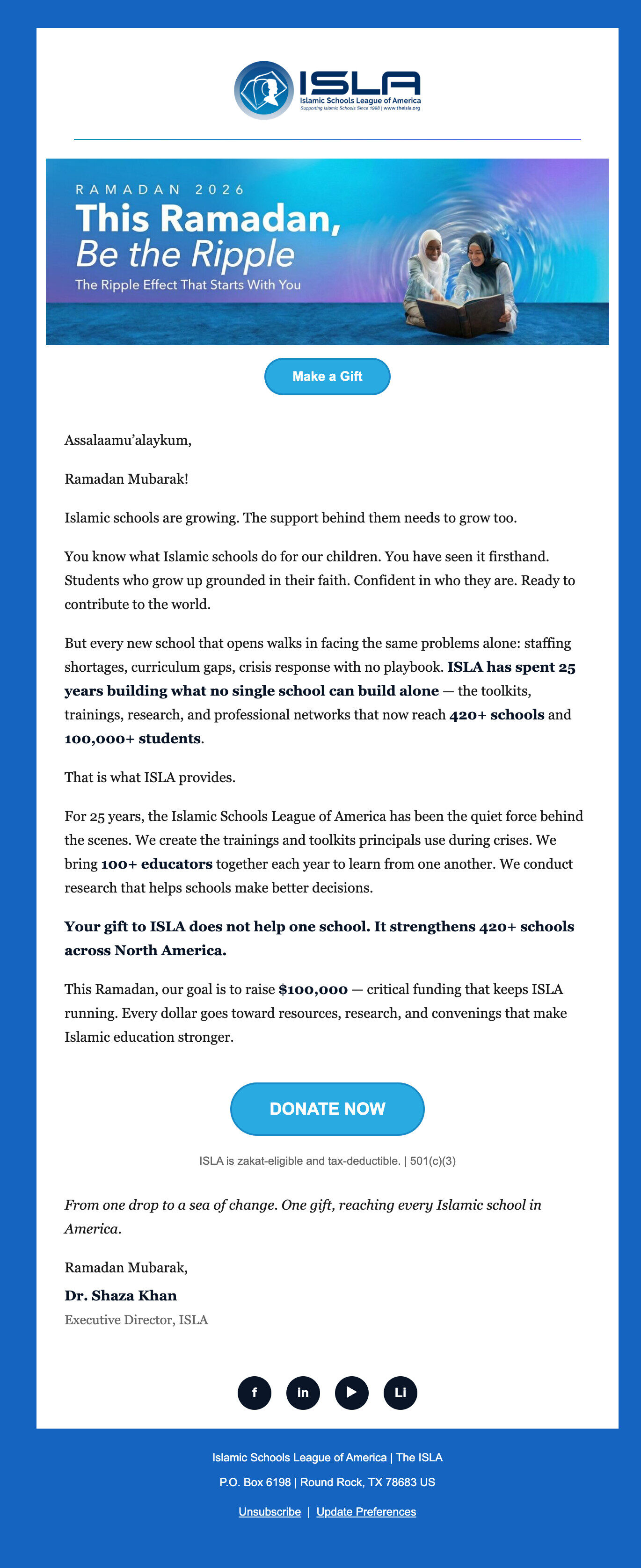 Email 1: This Ramadan, Be the Ripple