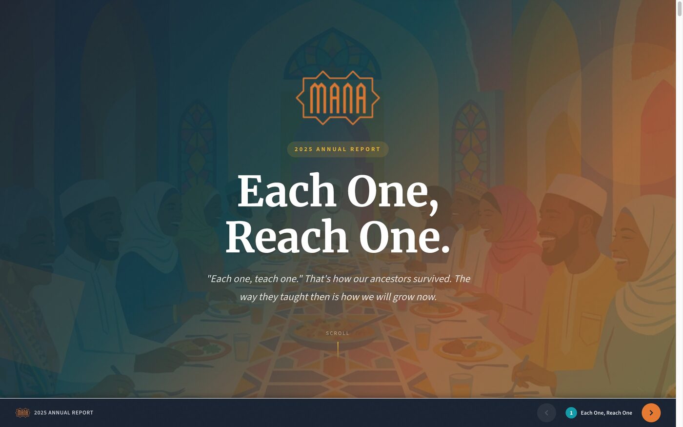 MANA 2025 Annual Report hero section - Each One, Reach One