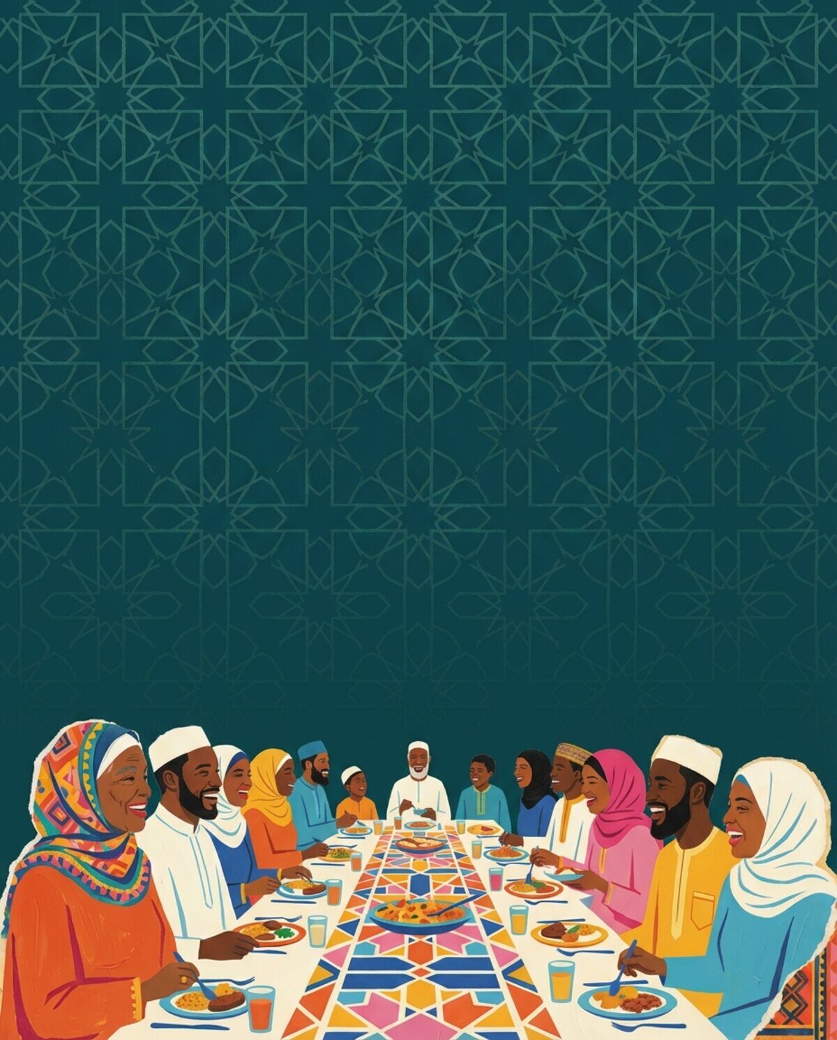 Family iftar illustration for campaign launch carousel