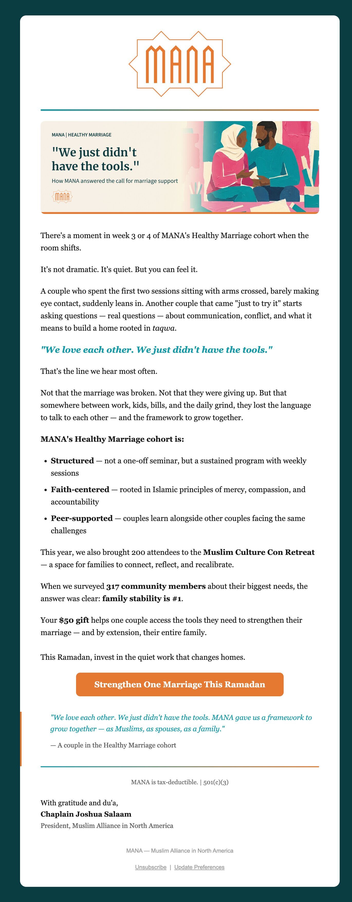 Email 2: Inside an ITSFAAM marriage cohort
