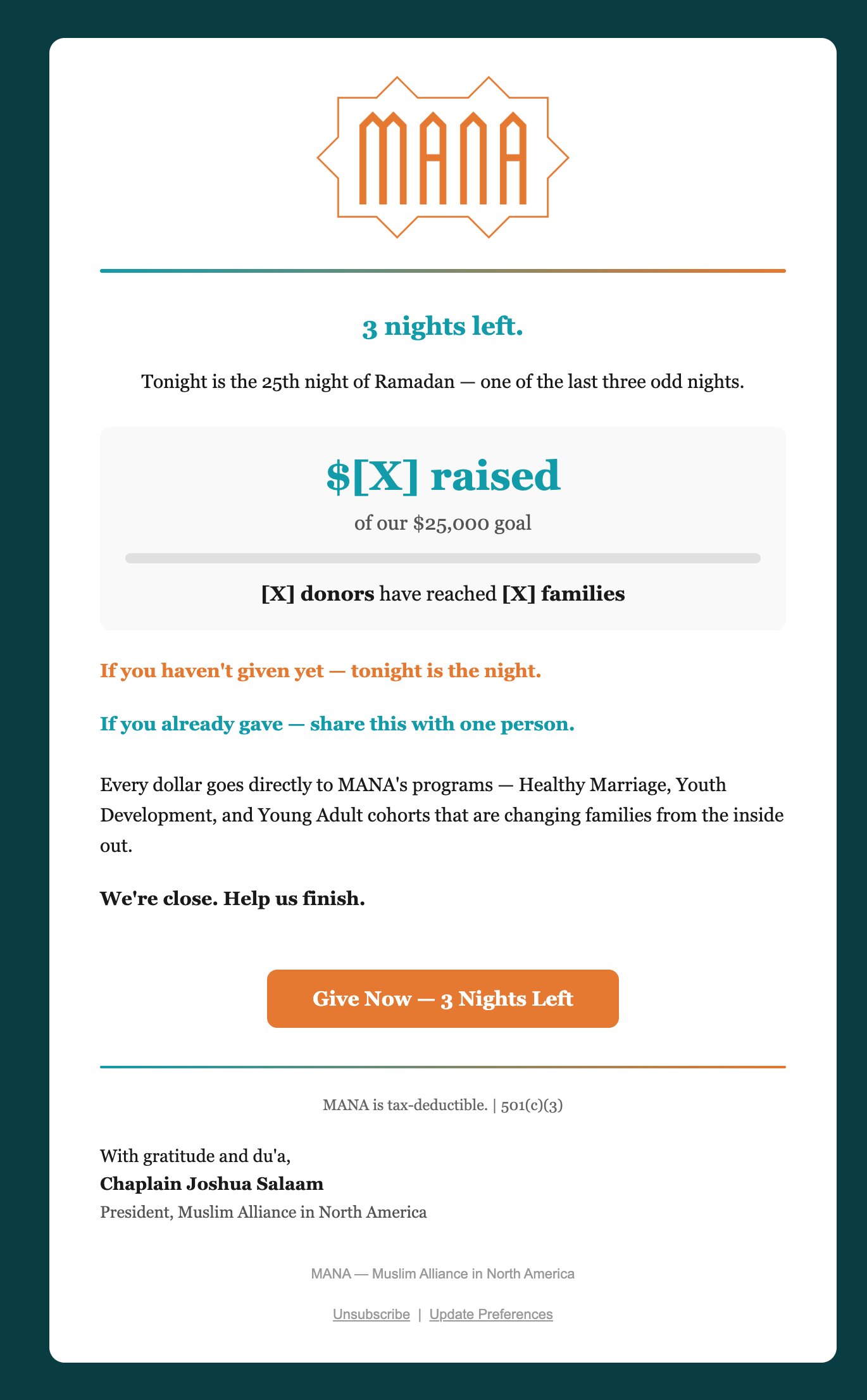 Email 5: 3 nights left