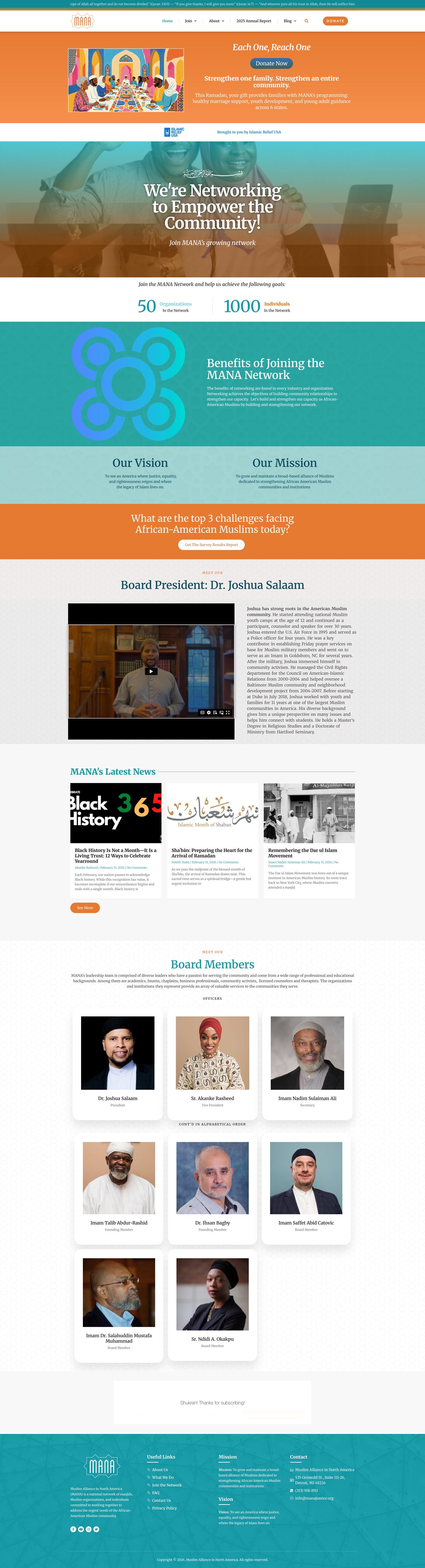 MANA homepage before redesign